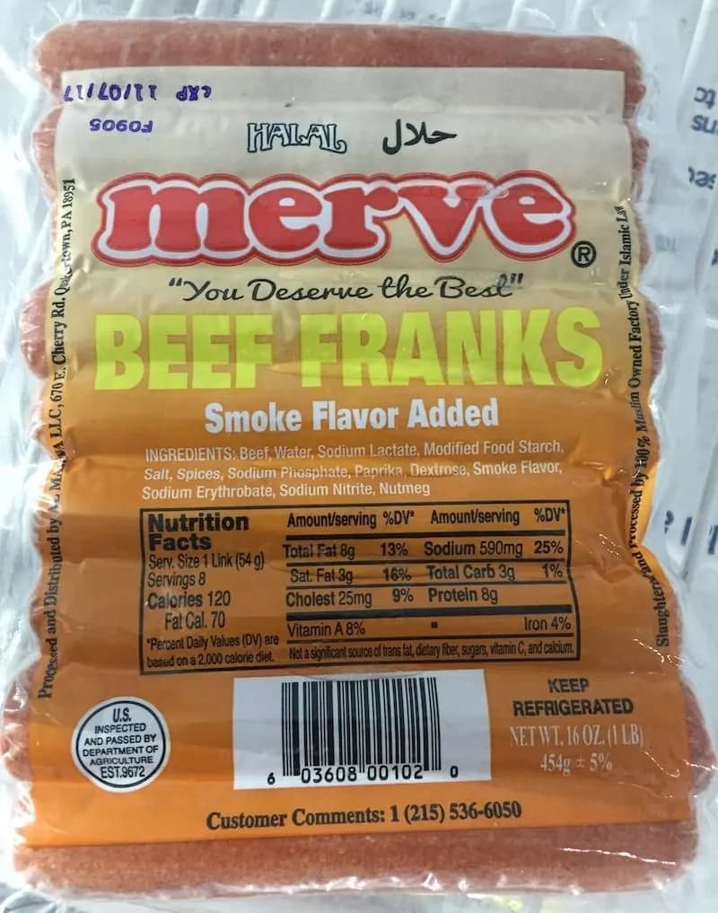 Merve Beef Franks (1 Lb)