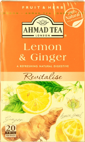 AHMED LEMON & GINGER TEA (20 FOIL BAGS)