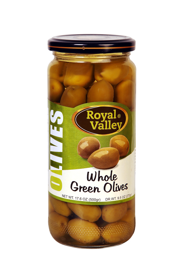ROYAL VALLEY WHOLE GREEN OLIVES 17.6 oz
