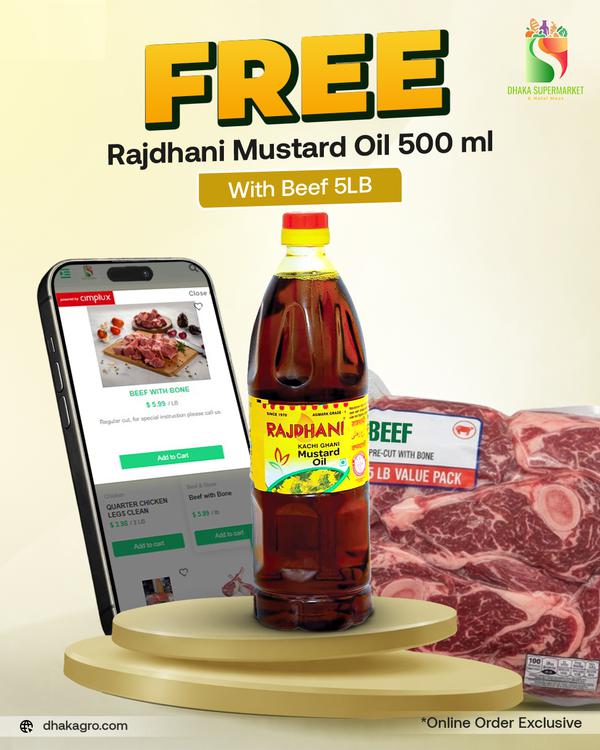 Beef 5LB (Free Rajdhani Mustard Oil 500ml)